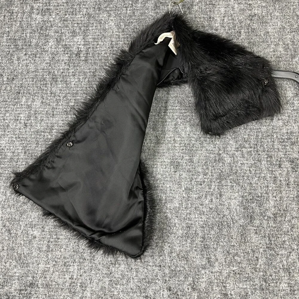 Soft Surroundings Faux Fur‎ Scarf Wrap Black Shag Neck Warmer OS Womens